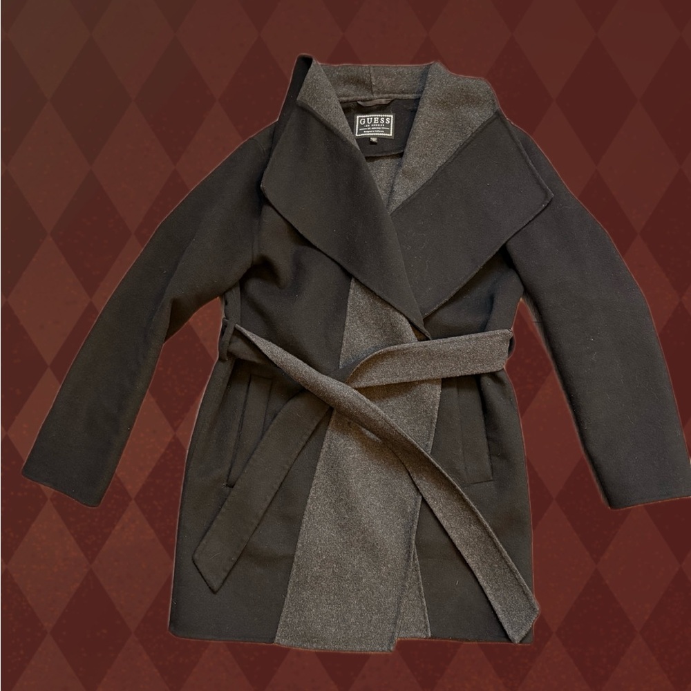 Guess Black and Grey Cape Coat